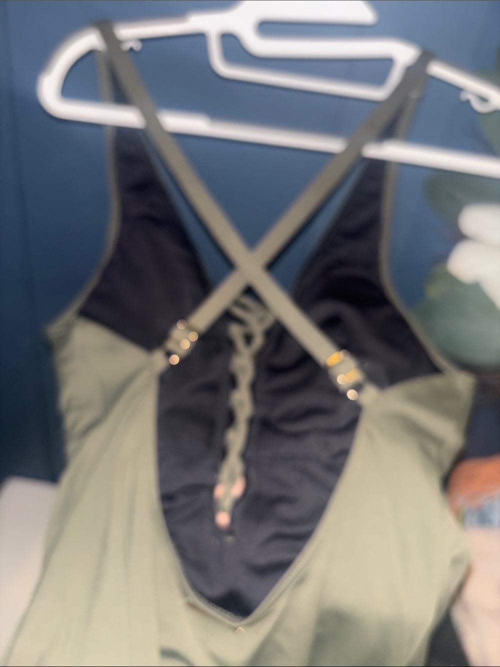 Michael Kors Olive Green Lace-Up V-Neck Women’s One Piece Swimsuit - Picture 5 of 7